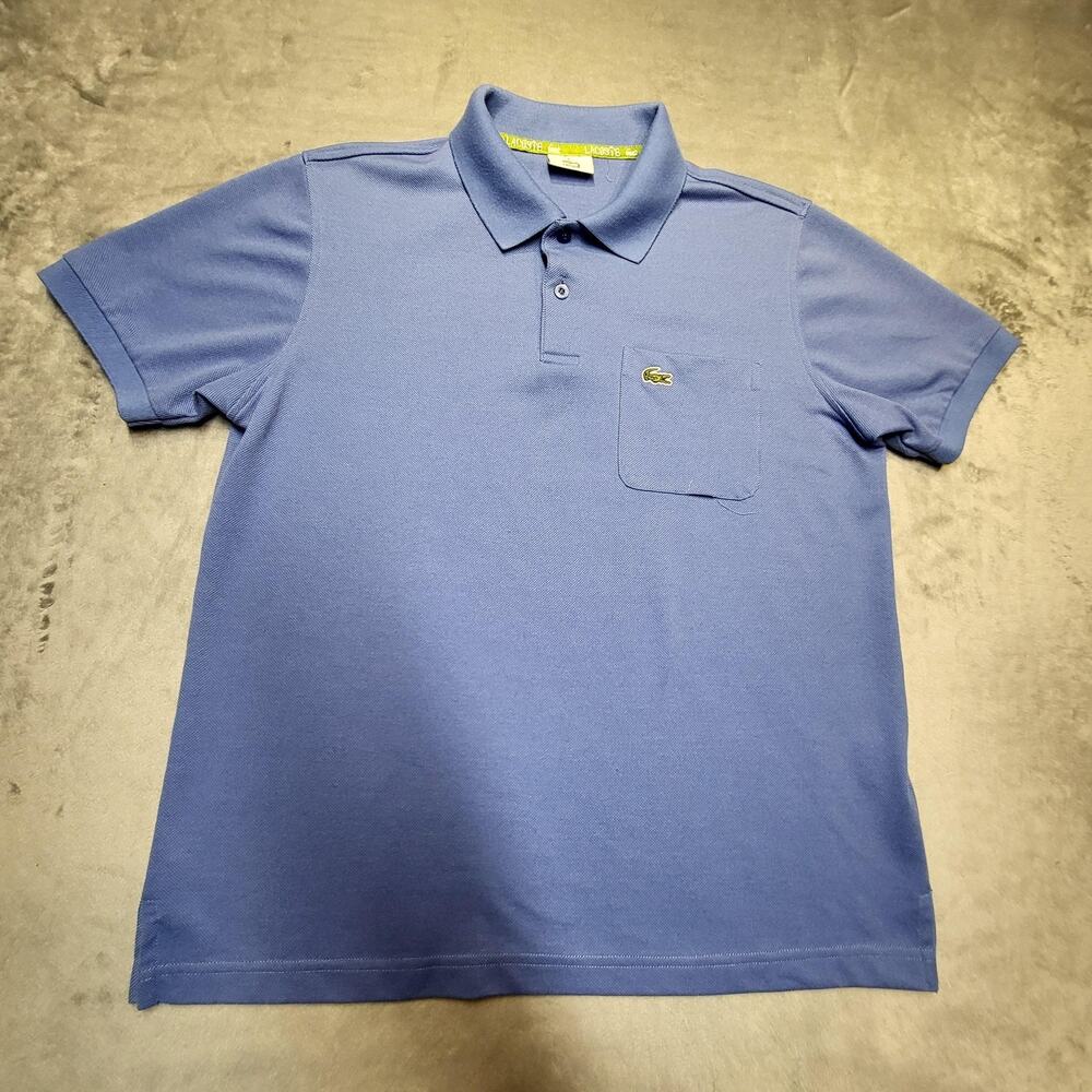 Lacoste‎ Polo Shirt Mens Large Blue 100% Cotton Pocket Collared Short Sleeve